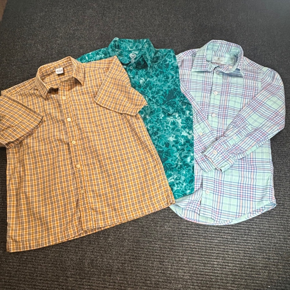 Boys Button Down Shirt Lot 3pc Old Navy Wonder Nation‎ Class Club Size 8 10 12